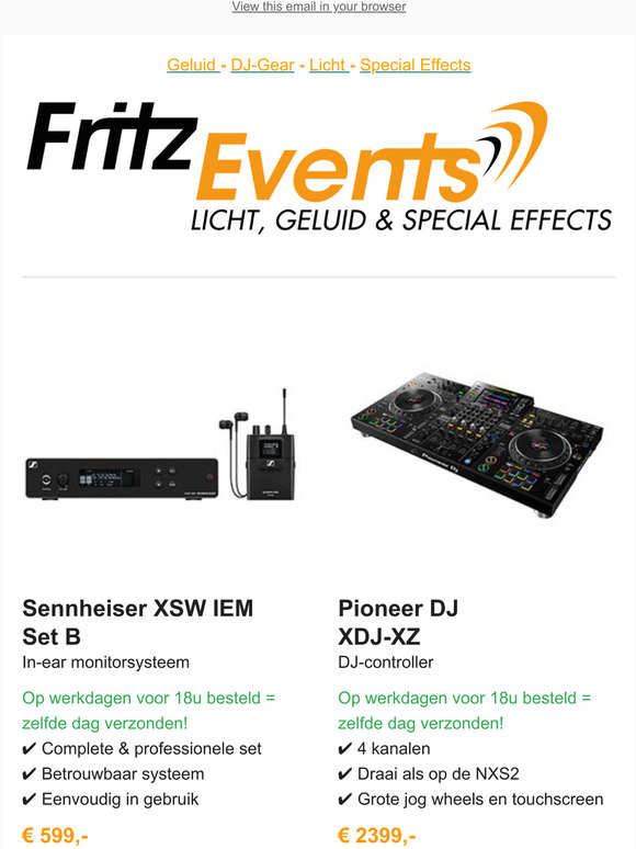 Nieuw: Sennheiser XSW IEM + XDJ-XZ op voorraad 