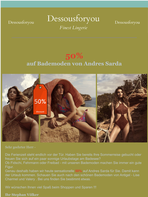 50% auf Bademoden von Andres Sarda