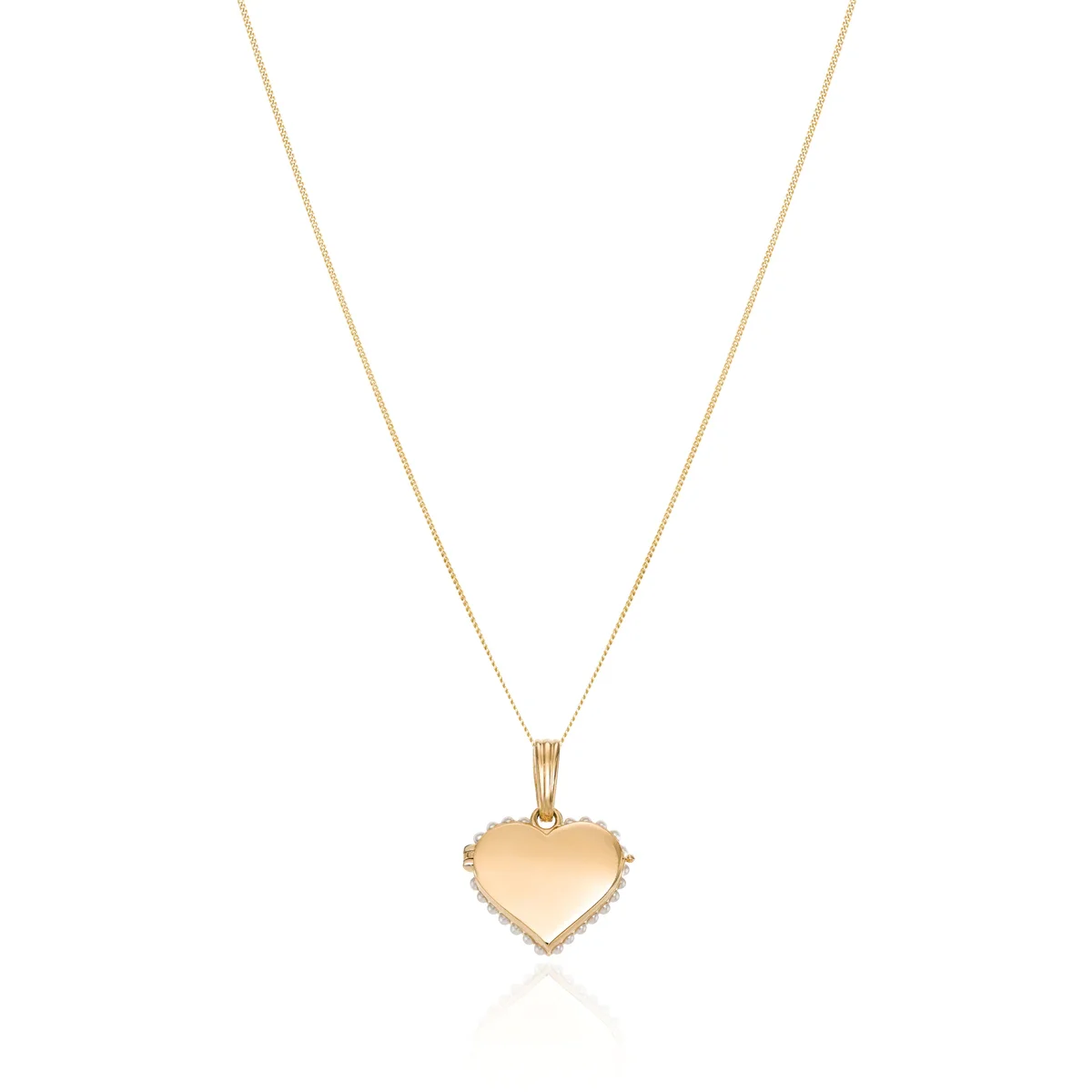 Image of Pearl Heart Locket Fine Necklace (Gold)