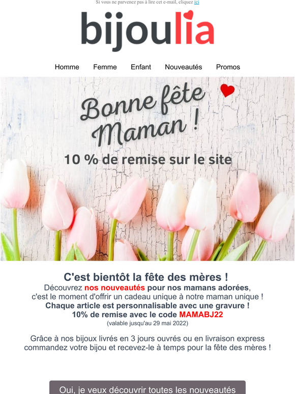 10% OFFERT pour la fte des mres