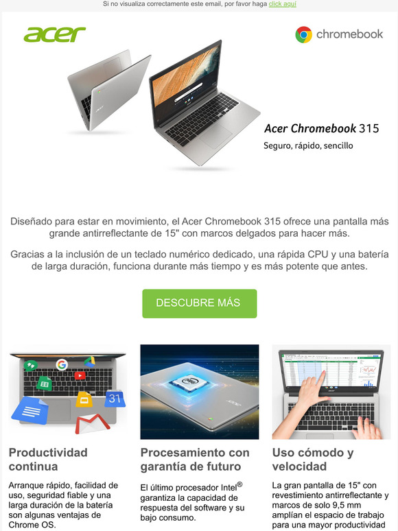 Acer Chromebook 315: Rpido, seguro y fcil de usar
