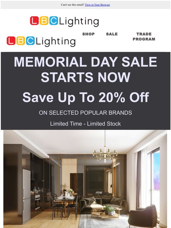 Lighting Selections for Memorial Day Sale