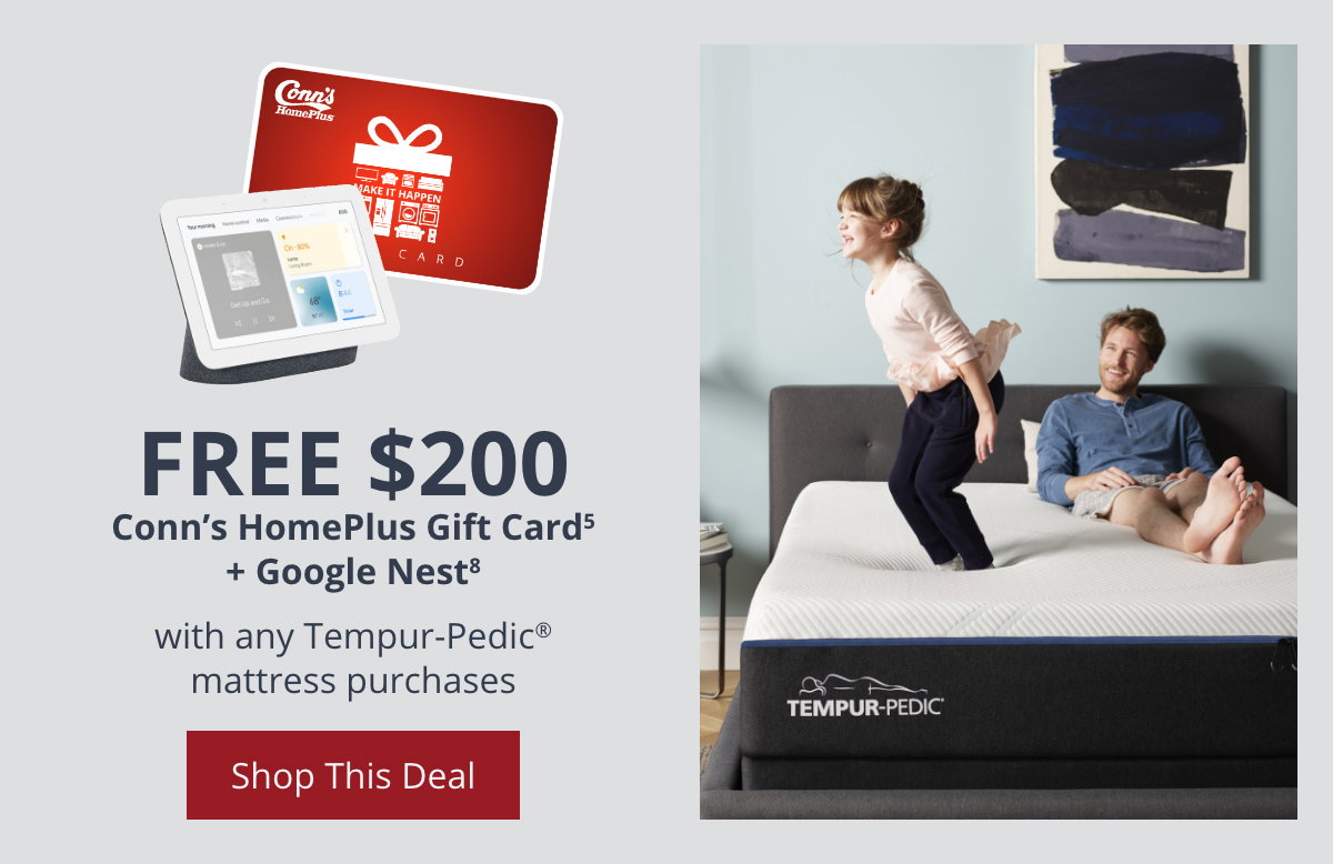 Free $200 Gift Card with Tempur-Pedic mattress purchase