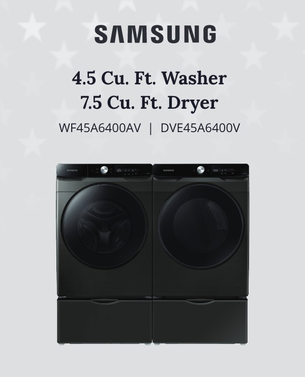Save $840 on Samsung front load washer dryer pair