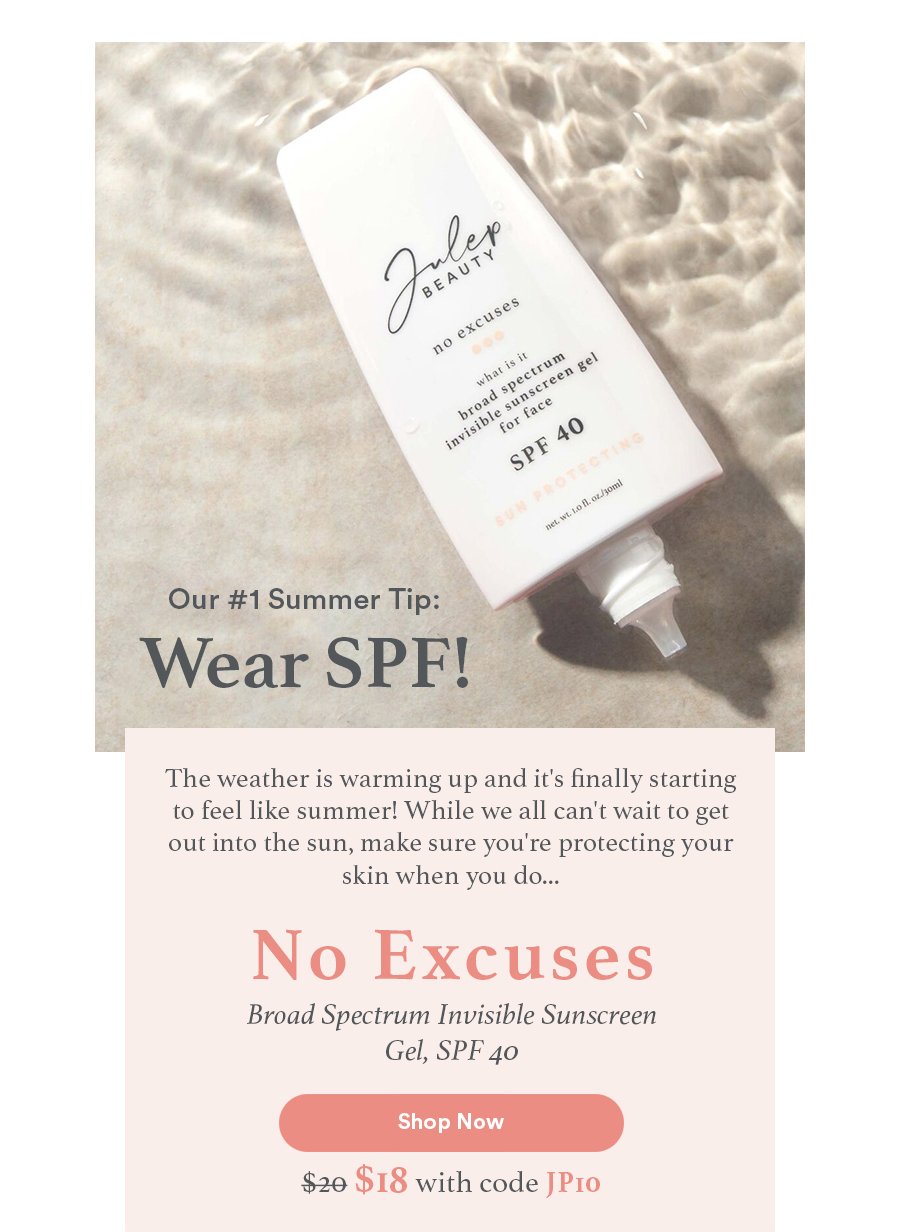 No Excuses Broad Spectrum Invisible Sunscreen Gel, SPF 40