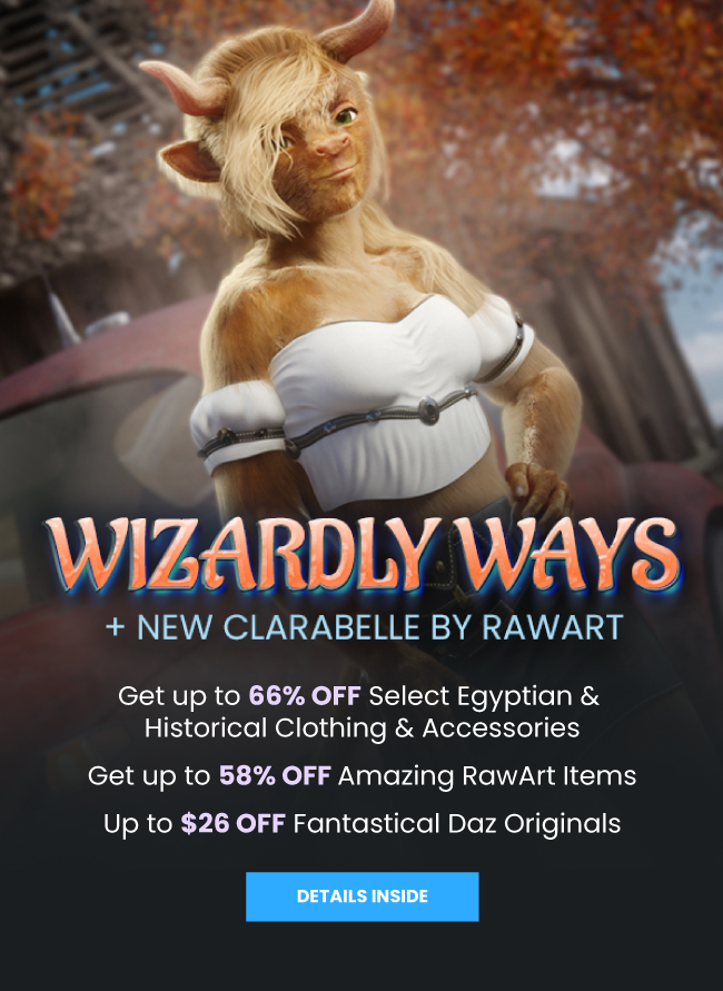 DAZ 3D Special Coupon Code for 18 OFF + New Clarabelle by RawArt Milled