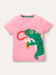 T-shirt à appliqué recto verso - Caméléon limonade rose