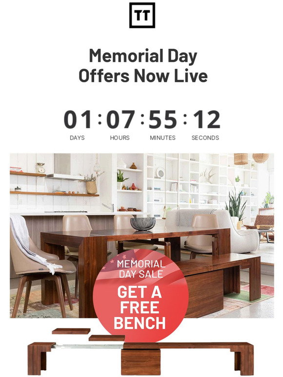 Transformer Table: Memorial Day Sale Now On! FREE Bench Included. | Milled
