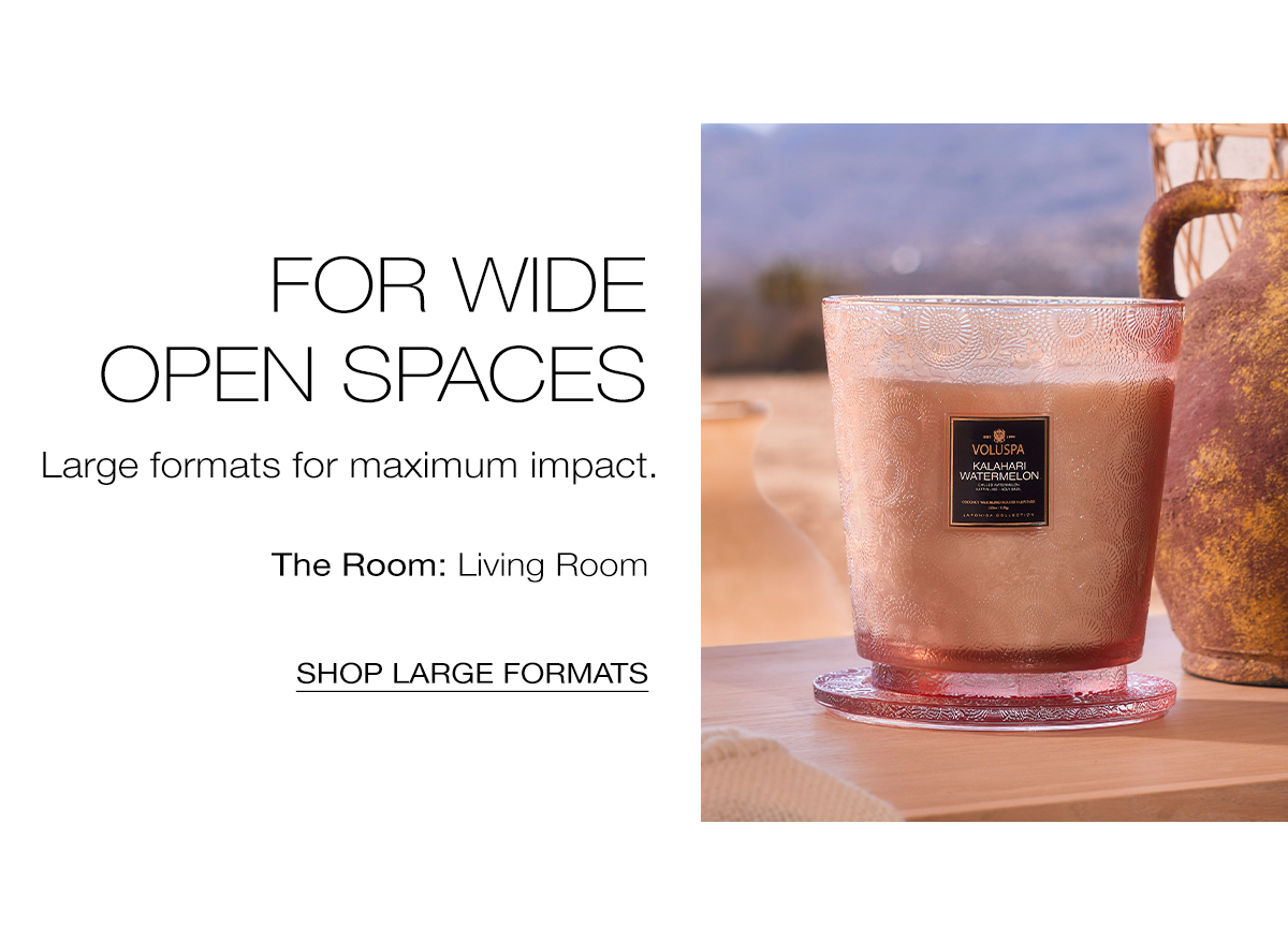 For Wide Open Spaces- Large Formats for maximum impact. The Room: Living Room.  SHOP LARGE FORMATS>