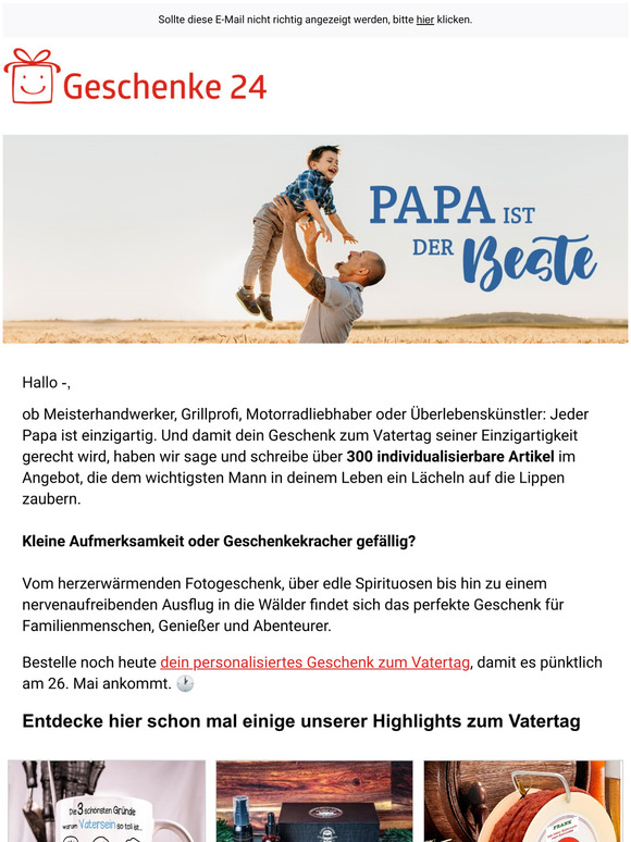 Am 26. Mai ist Vatertag  Geschenkehighlights  rechtzeitige Lieferung