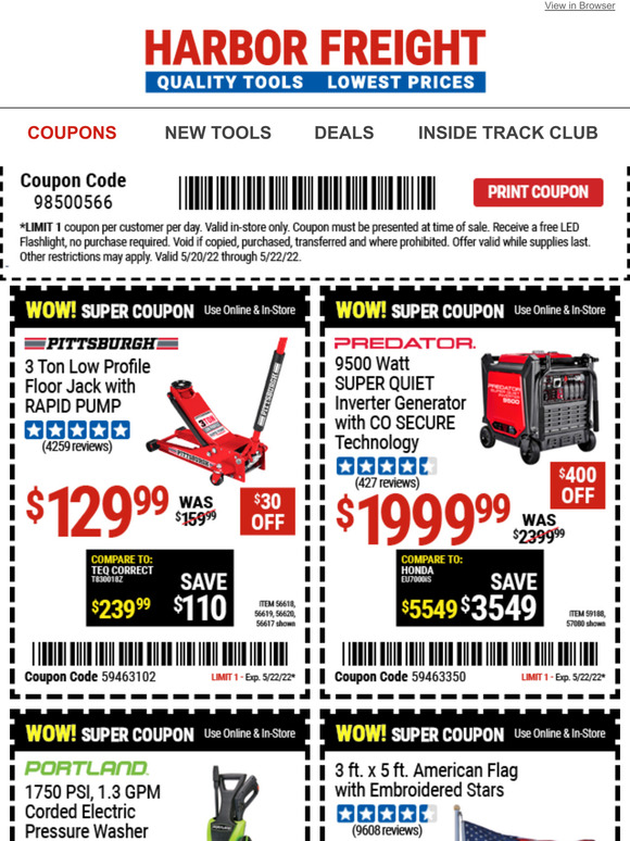Harbor Freight Tools FINAL DAY Your Free Flashlight Coupon Expires