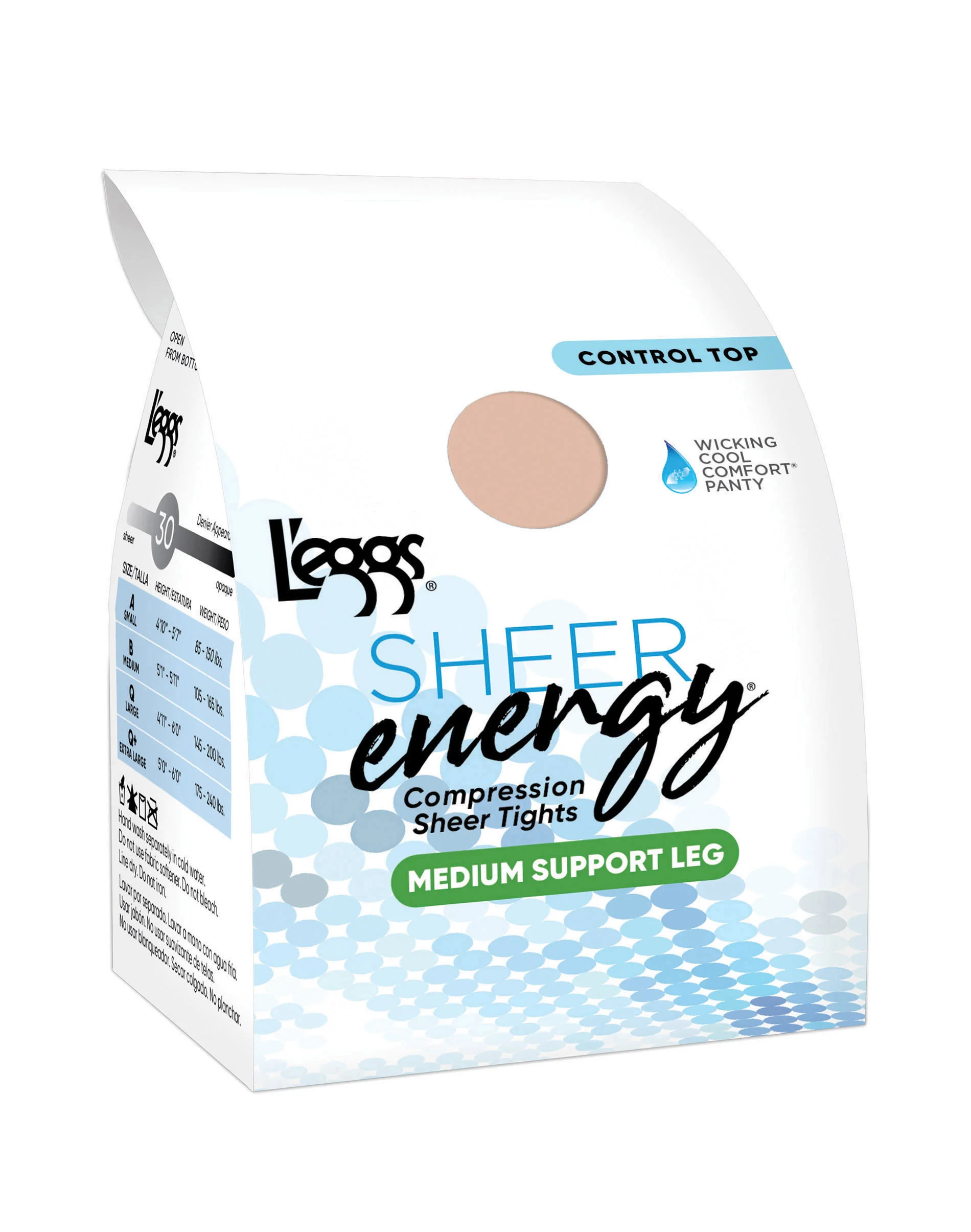 L'eggs Sheer Energy Control Top, Sheer Toe Pantyhose 6-Pack