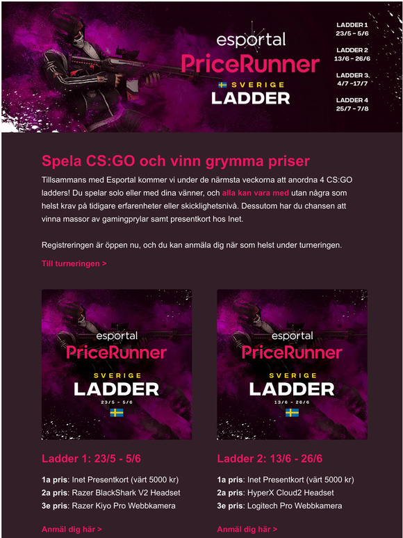 Esportal x PriceRunner CS:GO ladder | Vinn gamingprylar & presentkort