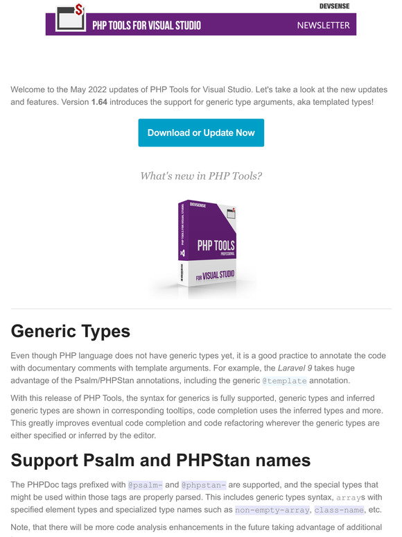 DevSense: PHP Tools for Visual Studio (May 2022) | Milled