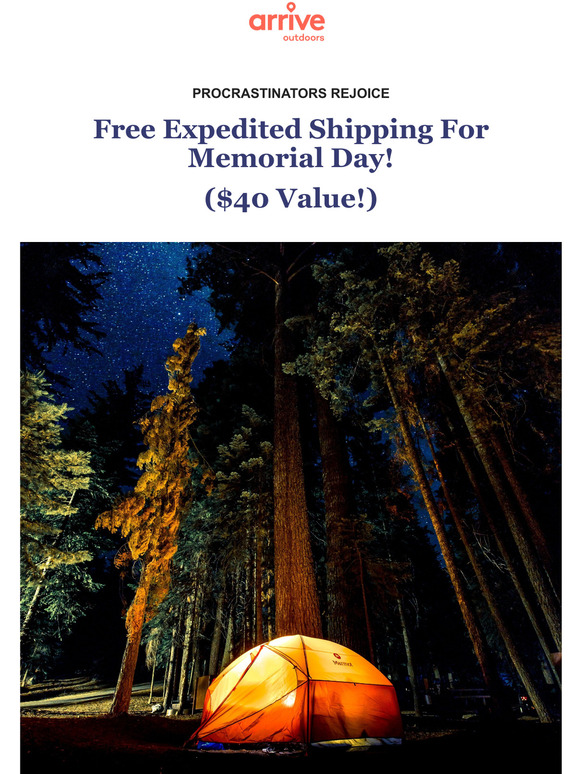Ends Soon: Free Expedited Shipping for Memorial Day Rentals