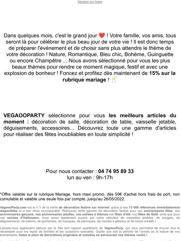 Profitez de 15% sur la slection mariage !