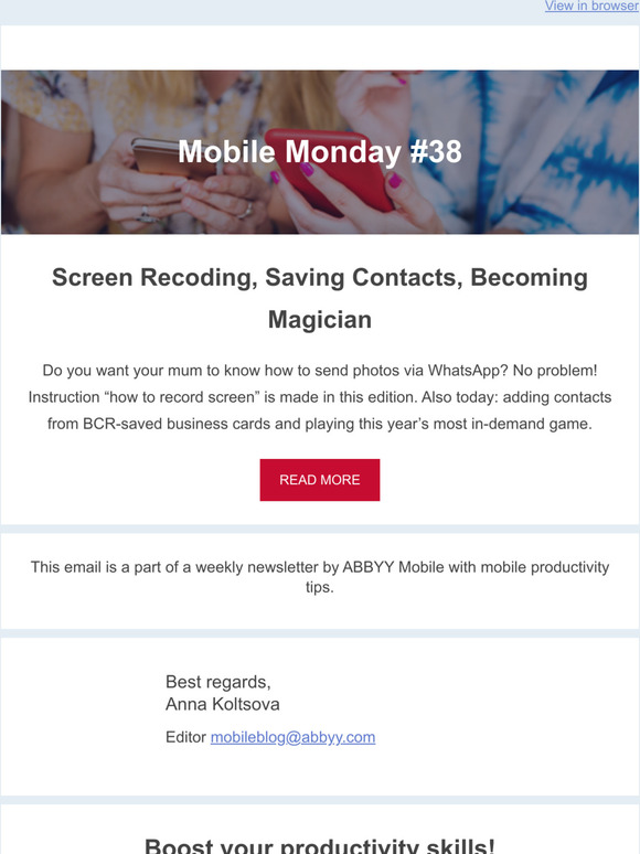 Mobile Monday #38: Screen Recoding, Saving Contacts, Becoming Magician