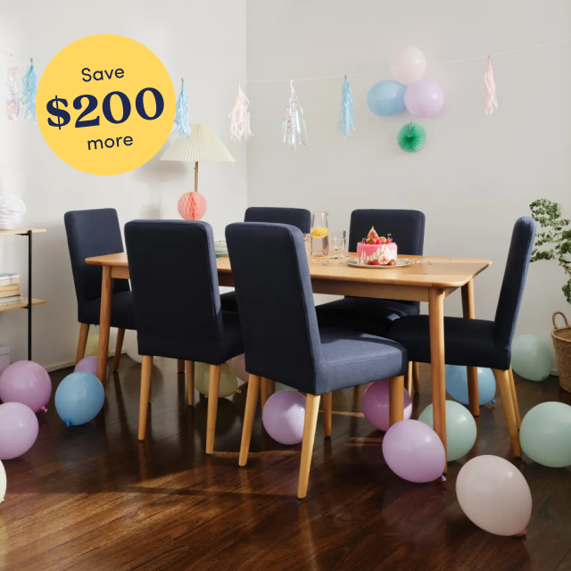 Save $200 more when you bundle a dining table + chairs
