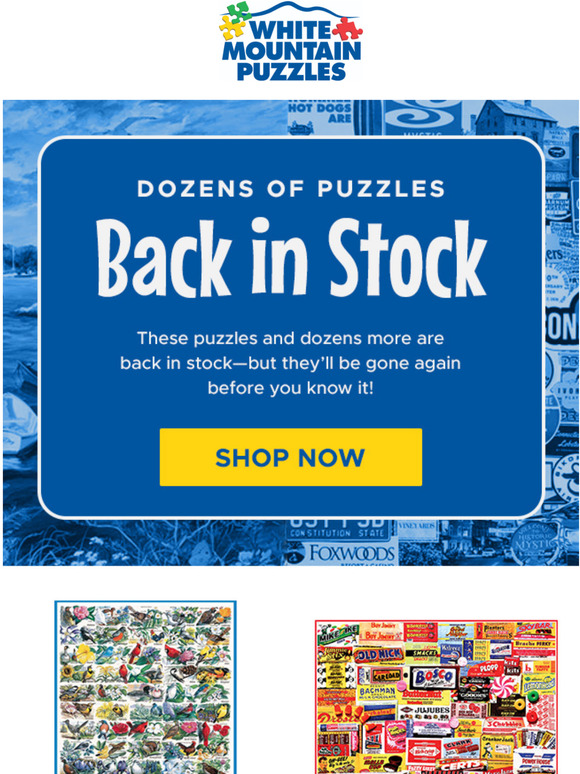 White Mountain Puzzles Dozens of puzzles, back in stock! Milled