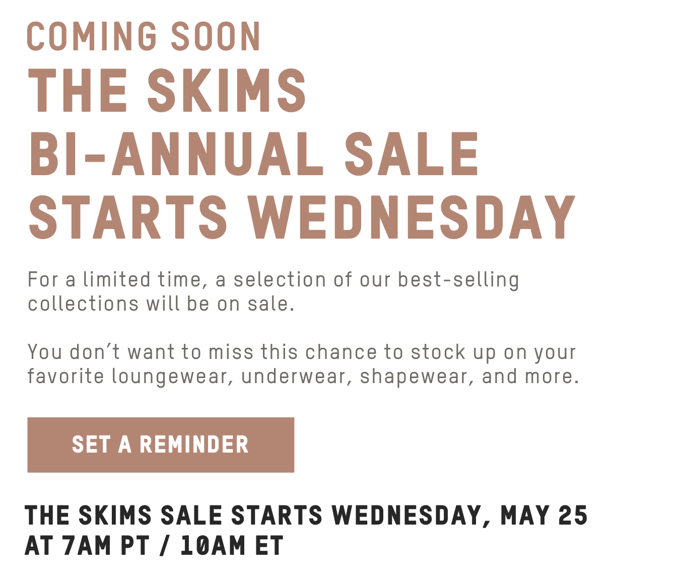 SKIMS: The SKIMS Bi-Annual Sale is Coming Soon