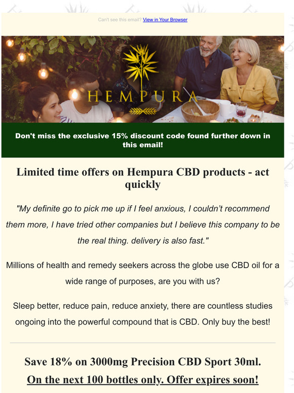 Limited time offers on Hempura CBD | Newsletter