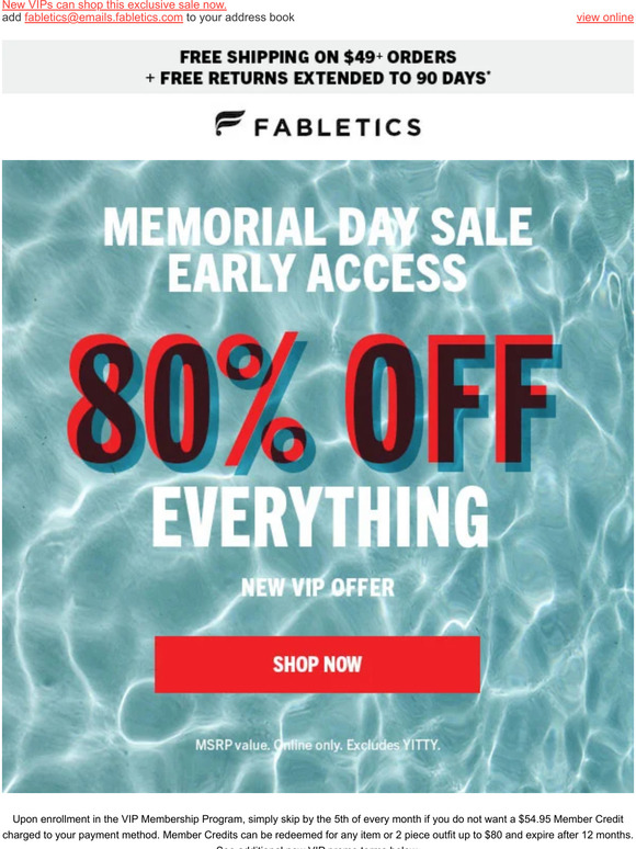 Fabletics Youve got early access to our Memorial Day Sale Milled