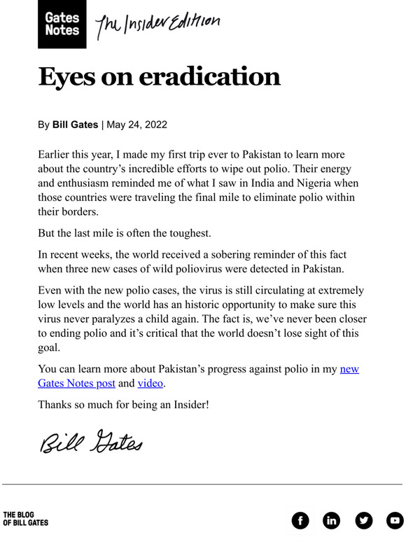 Eyes on eradication