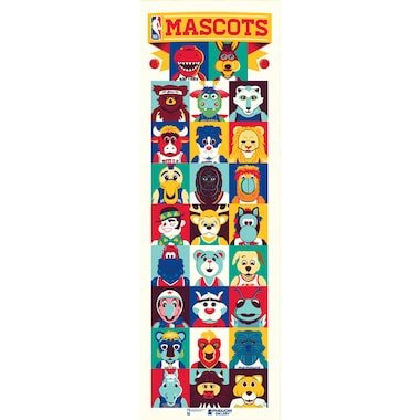 Phenom Gallery NBA 12'' x 36'' Mascots of the NBA Limited Edition Hand-Signed Printed Artwork Poster