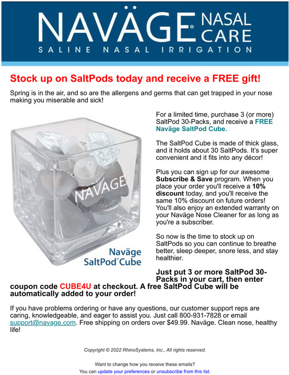 SaltPod Cube - Navage Nasal Care