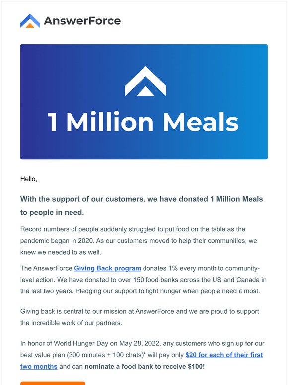 1 Million Meals donated