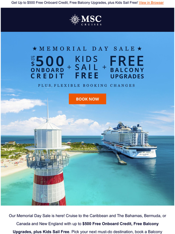 MSC Cruises Our Memorial Day Sale Starts NOW And It's a BIG ONE! Milled