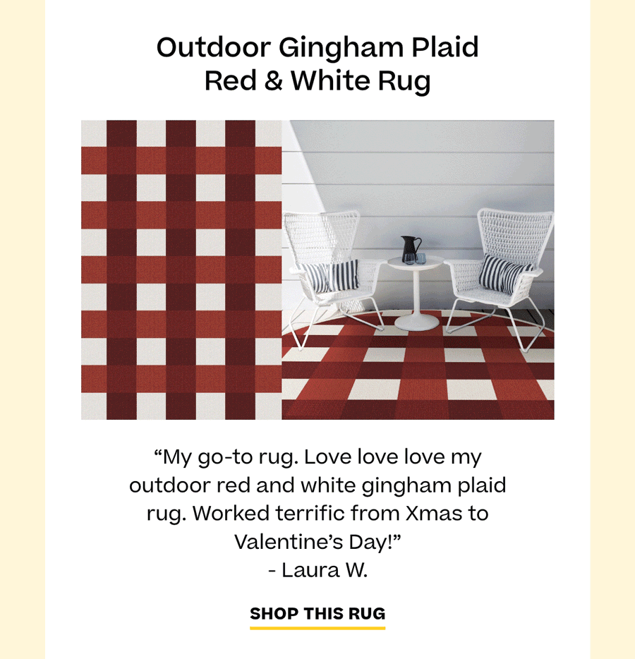Outdoor Gingham Plaid Red White Rug