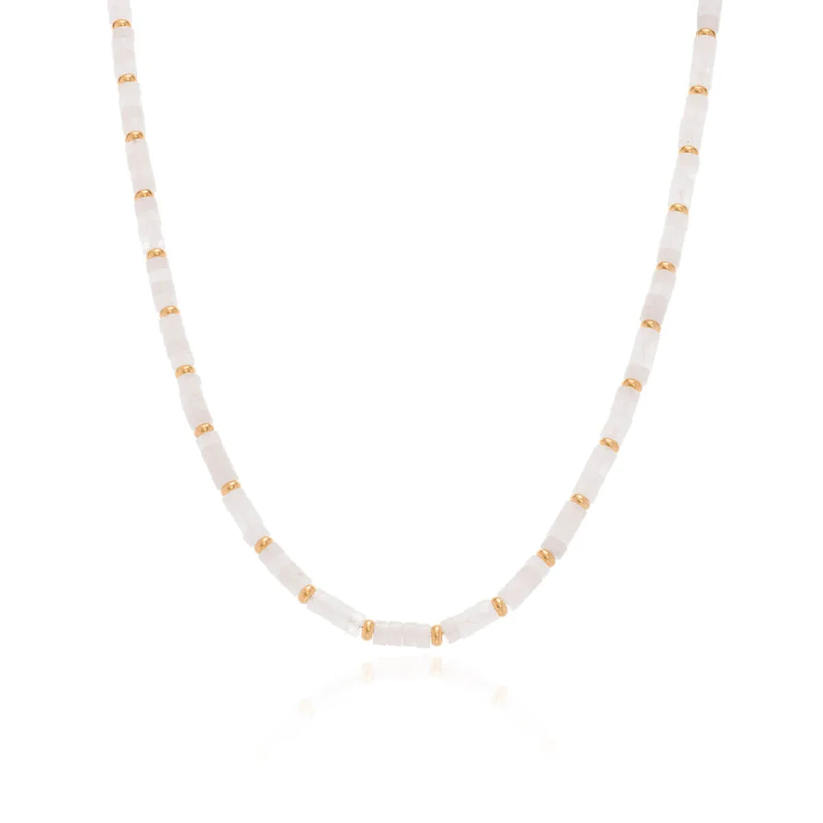 Image of White Quartz Beaded Necklace (Gold)