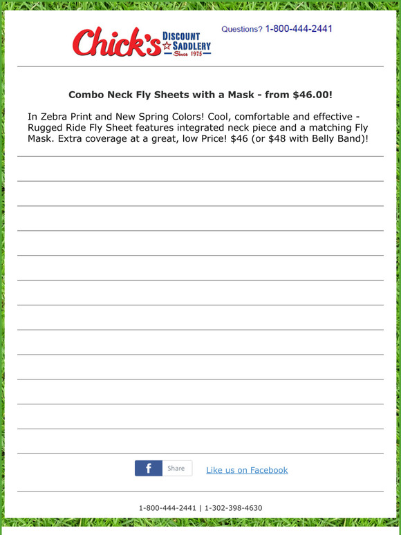 chick's discount saddlery us Fly Sheet Combo Sets from 46 Milled