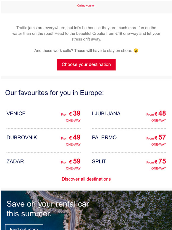 Let your worries drift away in Croatia from 49 one-way.