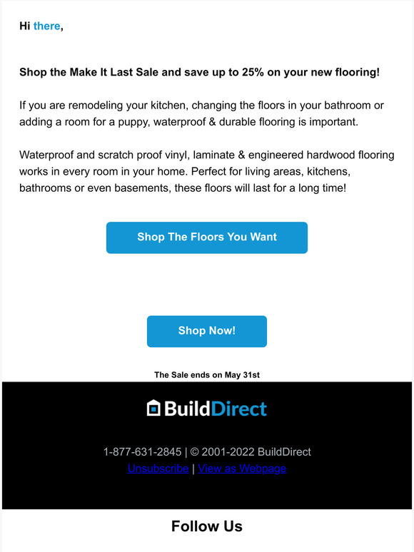 FINAL WEEK - up to 25% off flooring made to last: Only until May 31st!