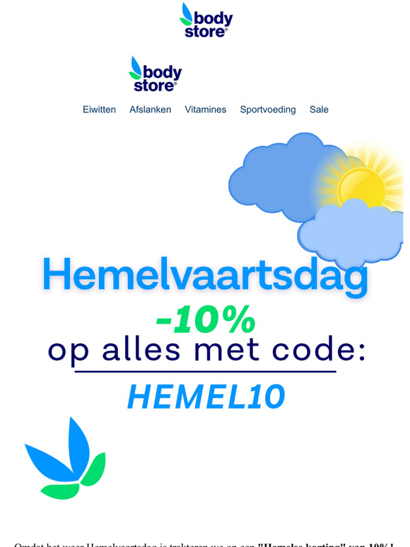 Hemelvaartsactie: 10% korting 