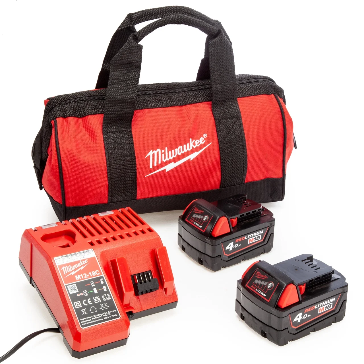 Image of Milwaukee <br><strong>18V Charger & 2 x 4.0Ah Batteries</strong>
