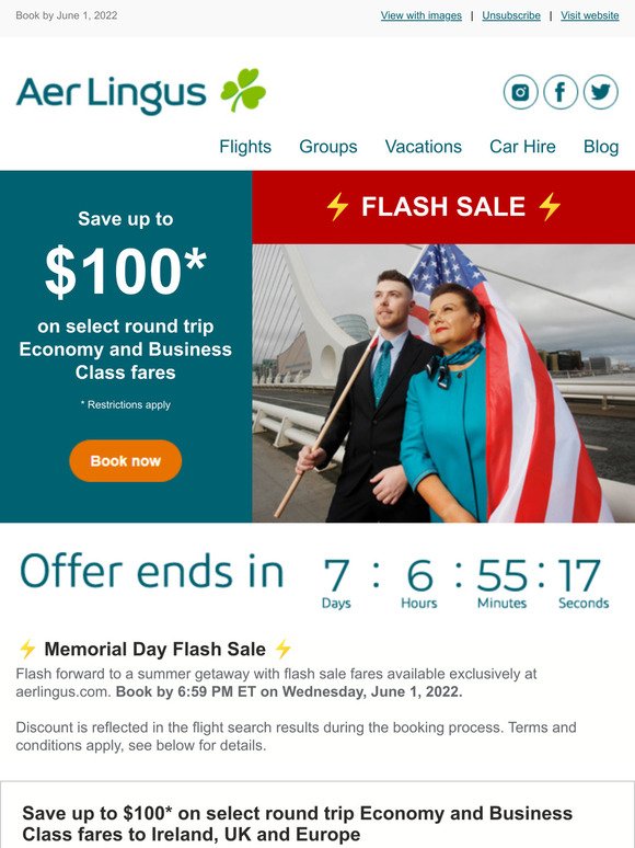  Memorial Day Flash Sale  Save up to $100* on select flights