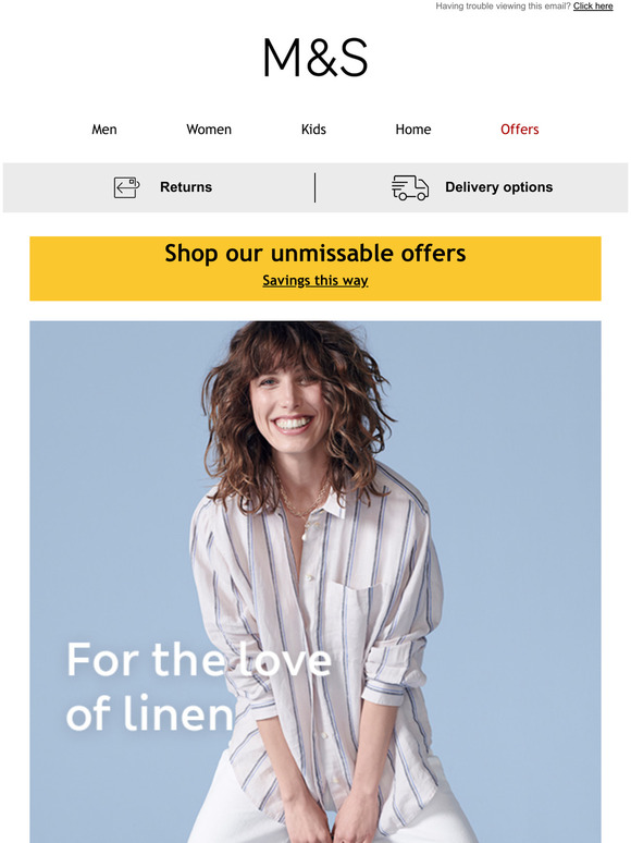 Marks and Spencer The Linen Shop is open Milled