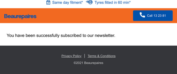 Newsletter subscription success