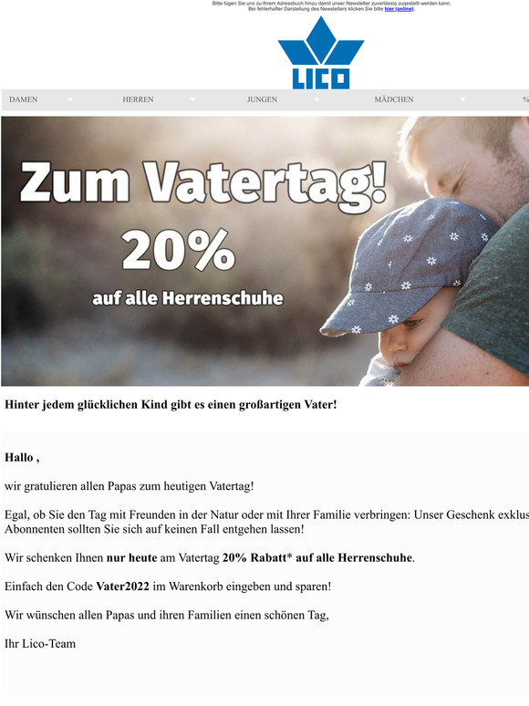  Vatertag - 20% auf Herrenschuhe!