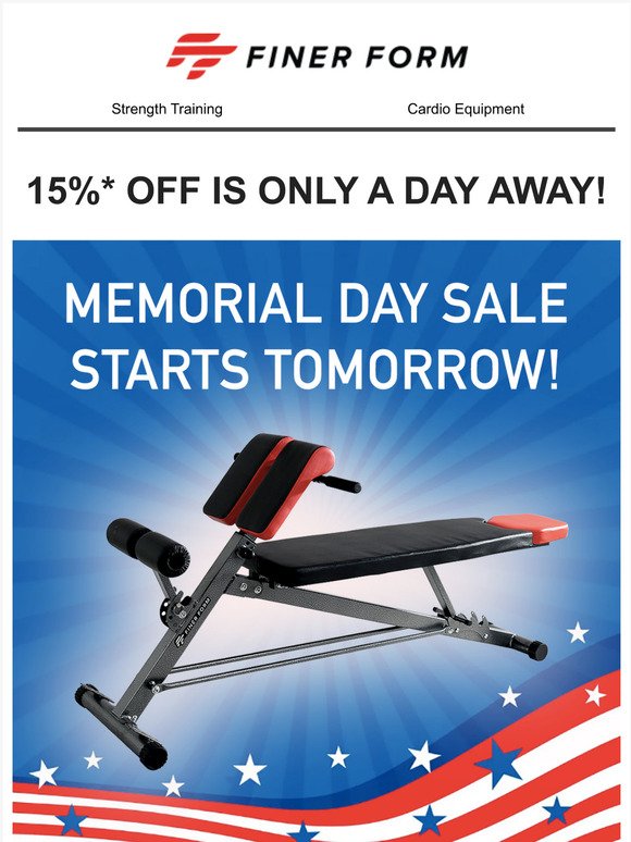 Finer Form Memorial Day Fitness Sale Starts Tomorrow!