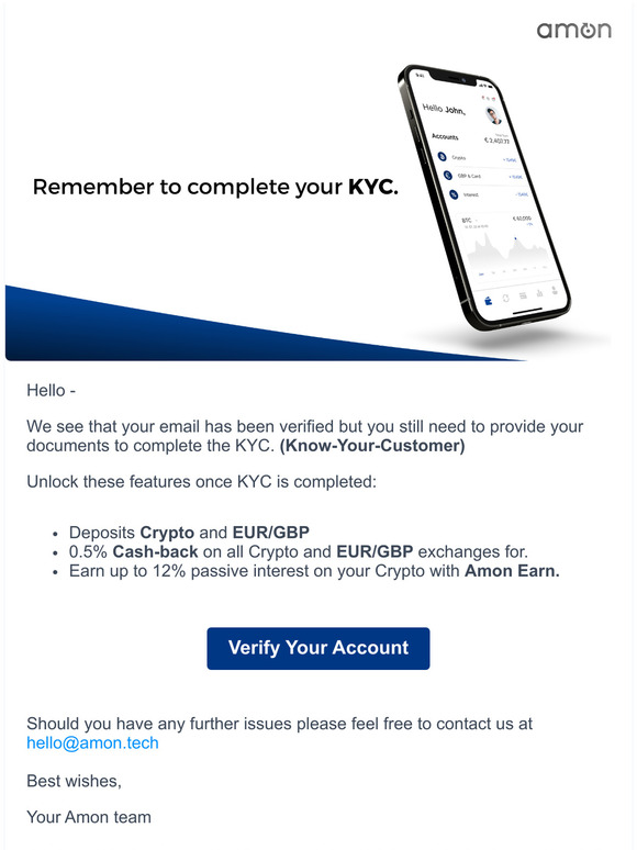 Complete Your KYC    Enjoy the Amon Wallet 