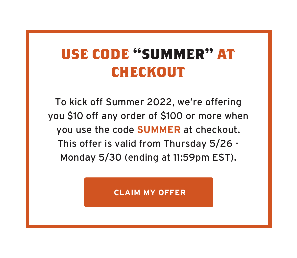 use code summer at checkout