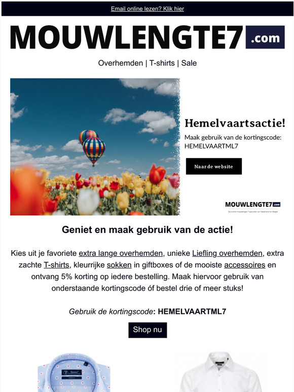 Hemelvaartsactie! 5% korting bij iedere bestelling!