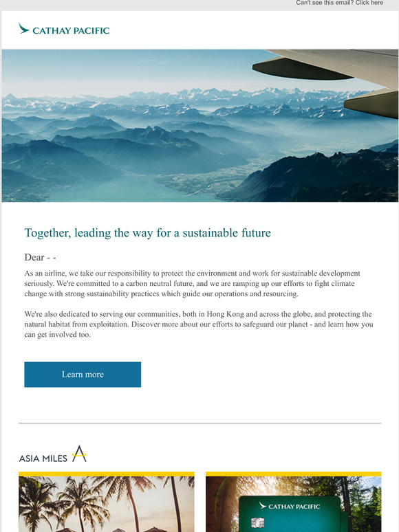 Our sustainability initiatives, new ways to earn Asia Miles, and more