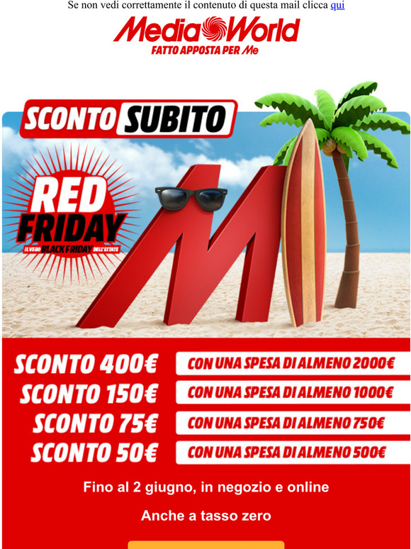  arrivato il Red Friday: sconto subito fino a 400!