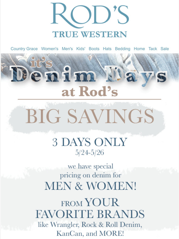 Rod's Western Palace Sale ends Tonight! Milled