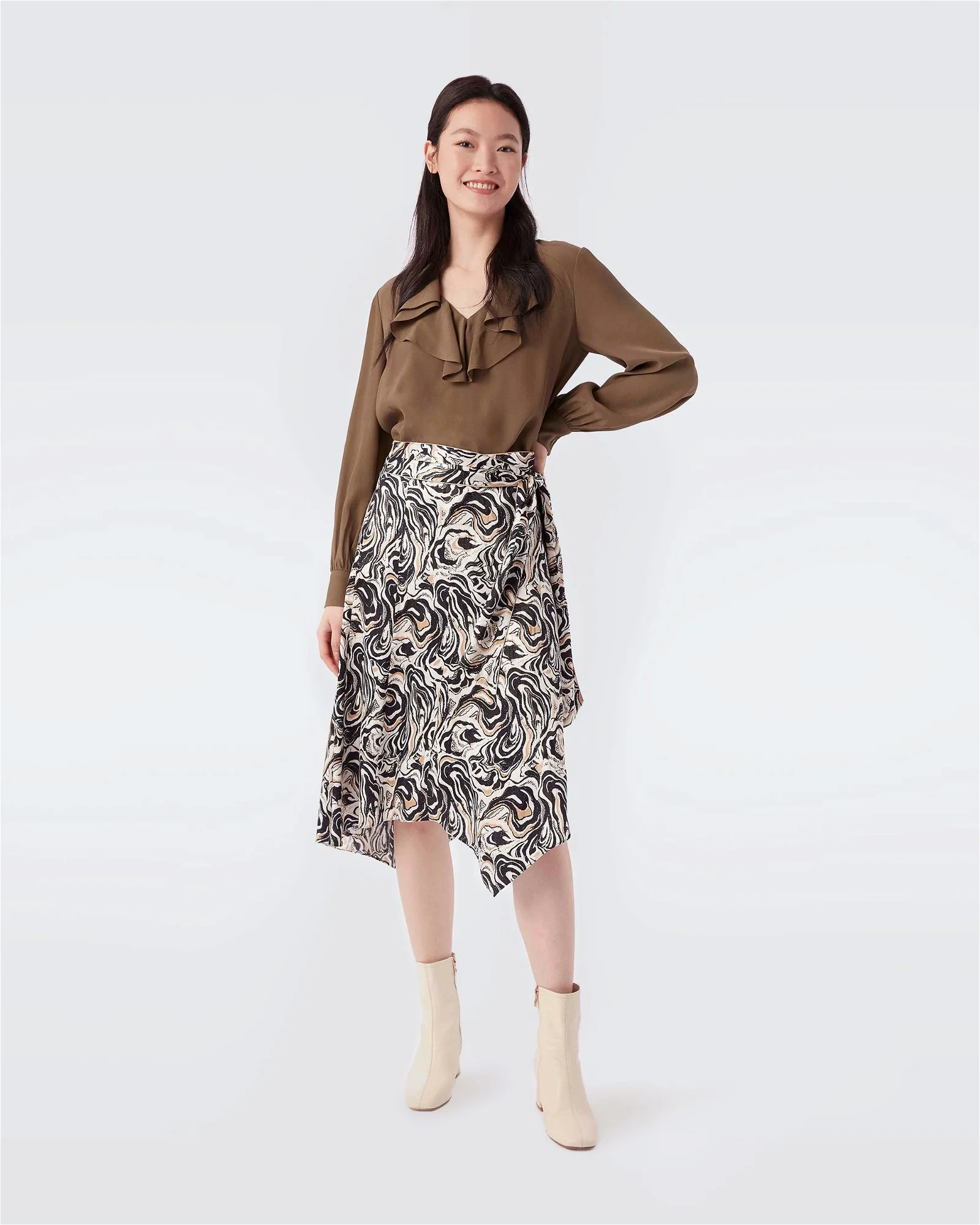 Image of Astoria Jacquard Asymmetrical Wrap Skirt